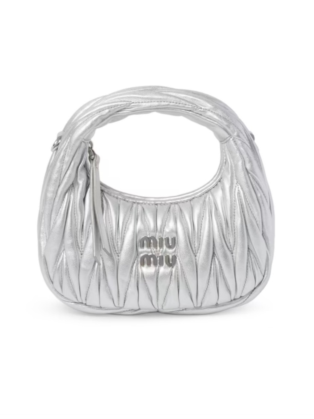 Miu Miu Silver Matelassé Mini Hobo Bag